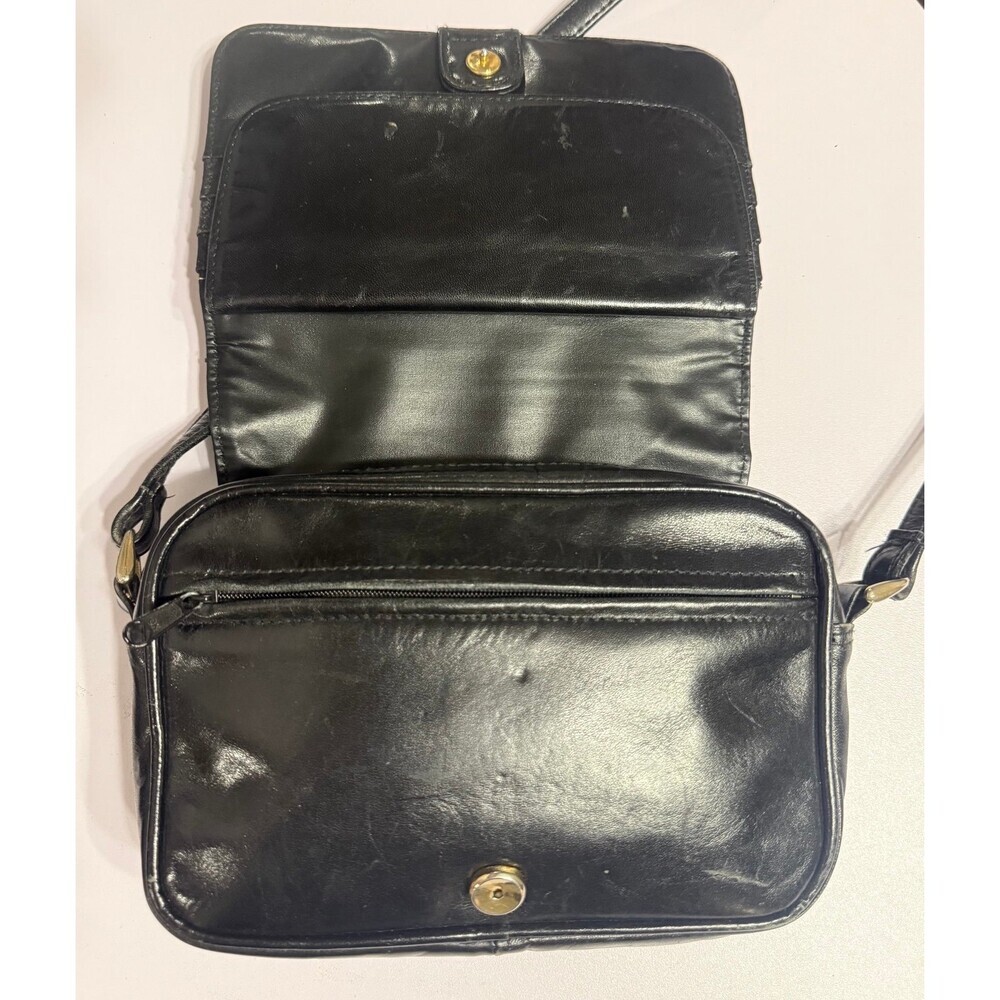 Black leather vintage Giorgio Beverly Hills crossbody purse - Picture 2 of 7